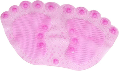 Pink PVC Bathroom Non-Slip Mat with Suction Cup Design