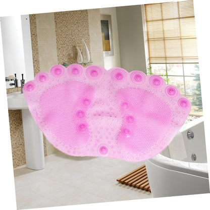 Pink PVC Bathroom Non-Slip Mat with Suction Cup Design