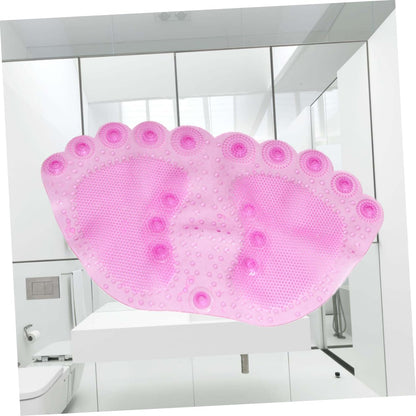 Pink PVC Bathroom Non-Slip Mat with Suction Cup Design