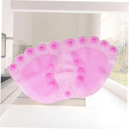 Pink PVC Bathroom Non-Slip Mat with Suction Cup Design