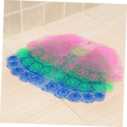 Pink PVC Bathroom Non-Slip Mat with Suction Cup Design