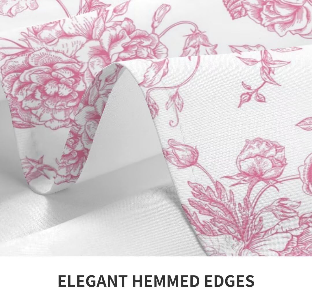 Pink Floral Tablecloth 60 x 84 Inch Rectangle Chinoiserie Flowers Decorative Table Cloth Rustic Fabric Farmhouse Washable Table Cover for Picnic Party Holiday Home Indoor Outdoor