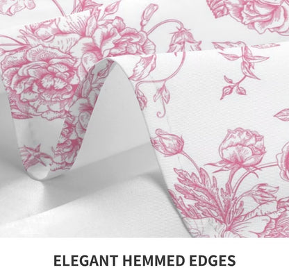 Pink Floral Tablecloth 60 x 84 Inch Rectangle Chinoiserie Flowers Decorative Table Cloth Rustic Fabric Farmhouse Washable Table Cover for Picnic Party Holiday Home Indoor Outdoor