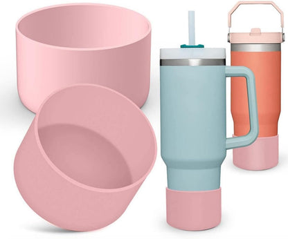 2 PCS Eco-Friendly Non-Slip Silicone Coaster for 30oz 40oz Tumbler/Mug/Bottle (75mm, Pink)