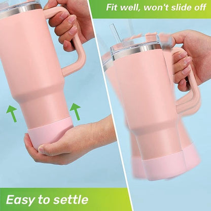 2 PCS Eco-Friendly Non-Slip Silicone Coaster for 30oz 40oz Tumbler/Mug/Bottle (75mm, Pink)