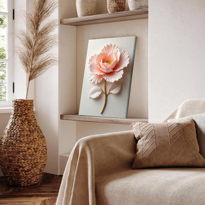 Framed Pink Floral Canvas Wall Art Modern Bedroom Decor 12 x 16 Inch