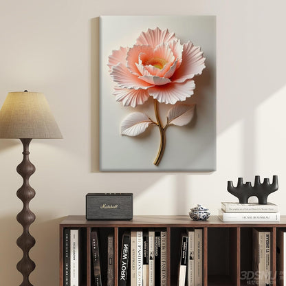Framed Pink Floral Canvas Wall Art Modern Bedroom Decor 12 x 16 Inch