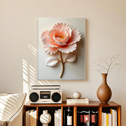 Framed Pink Floral Canvas Wall Art Modern Bedroom Decor 12 x 16 Inch