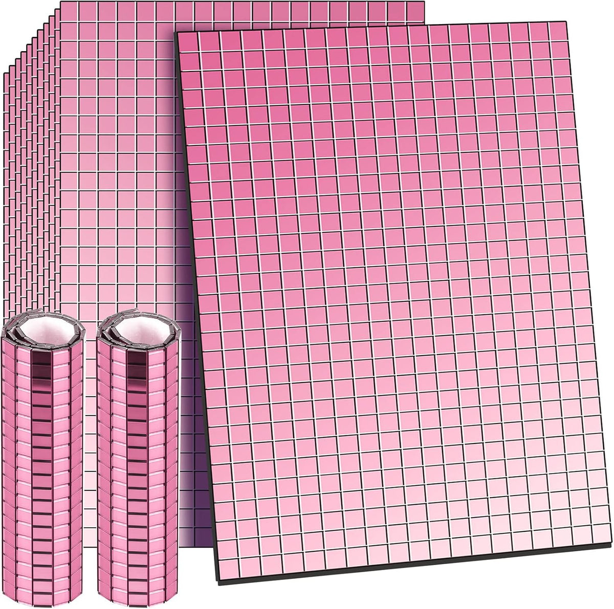 7200 Pieces Pink Disco Mirror Tile Self-Adhesive Mirrors Mosaic Tile
