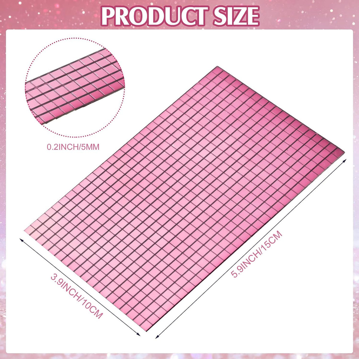 7200 Pieces Pink Disco Mirror Tile Self-Adhesive Mirrors Mosaic Tile