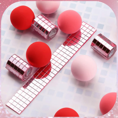 7200 Pieces Pink Disco Mirror Tile Self-Adhesive Mirrors Mosaic Tile