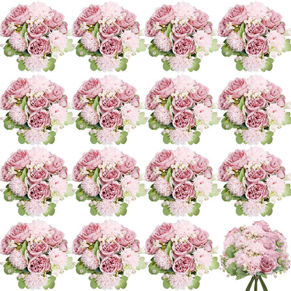 16 Bundles Peonies Artificial Flowers Bulk - Blush Pink