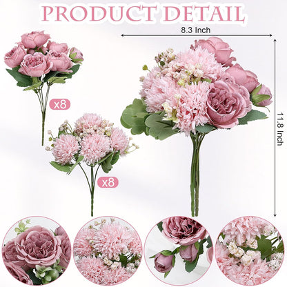 16 Bundles Peonies Artificial Flowers Bulk - Blush Pink