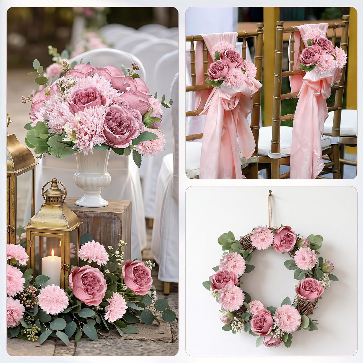 16 Bundles Peonies Artificial Flowers Bulk - Blush Pink