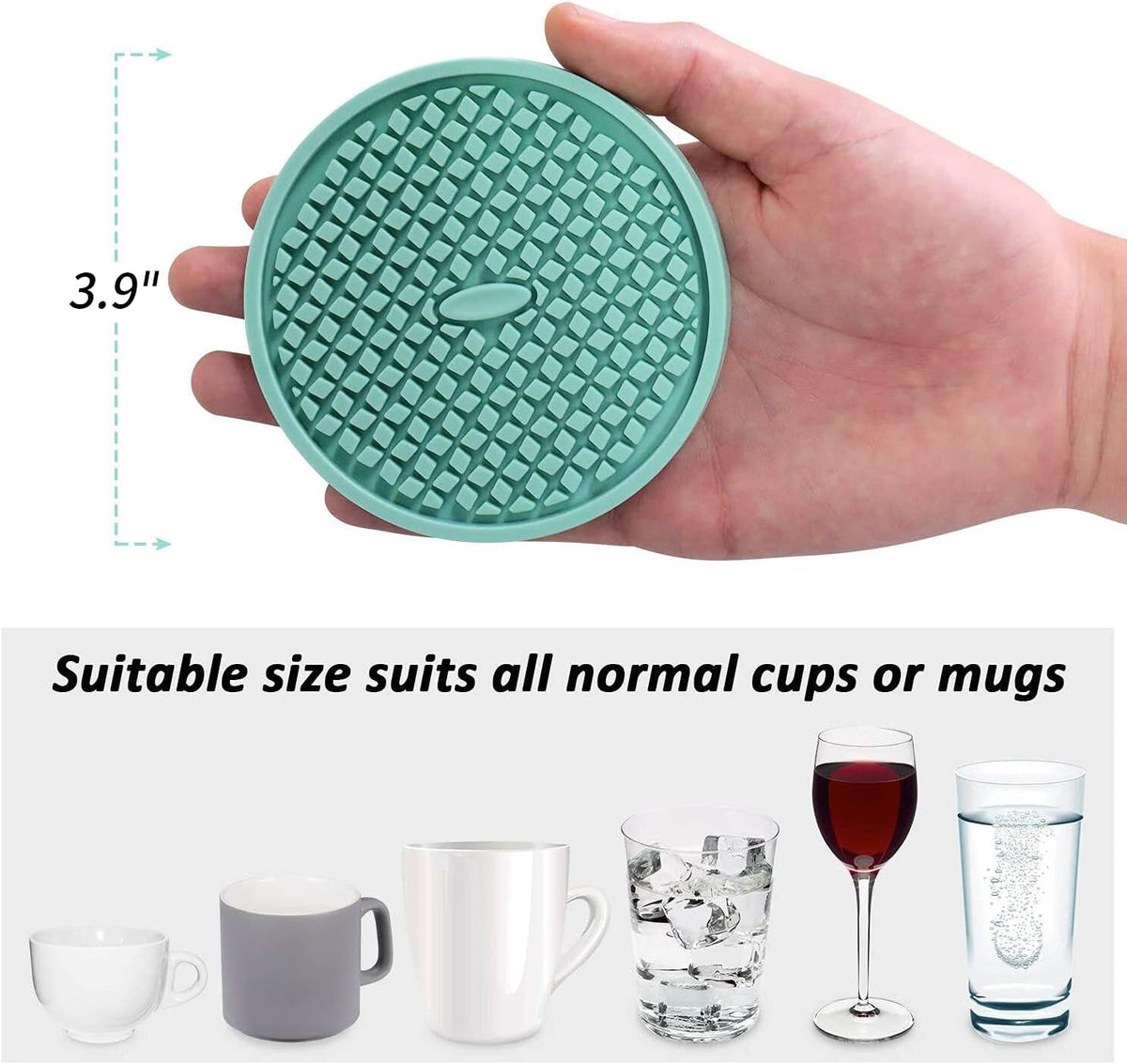 Silicone Coasters [6 Pack] Thickened Drink Coasters with Holder - Cup Mat - Non-Slip, Non-stick, Stay Put, Deep Tray - Prevents Furniture and Tabletop Damages(Pink)