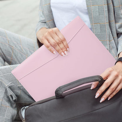 Padfolio Portfolio Leather Binder, Interview Legal Document Organizer, Business Card Holder Included Letter Sized Writing Pad [Pink, Piano Noir Faux Leather Matte Finish]