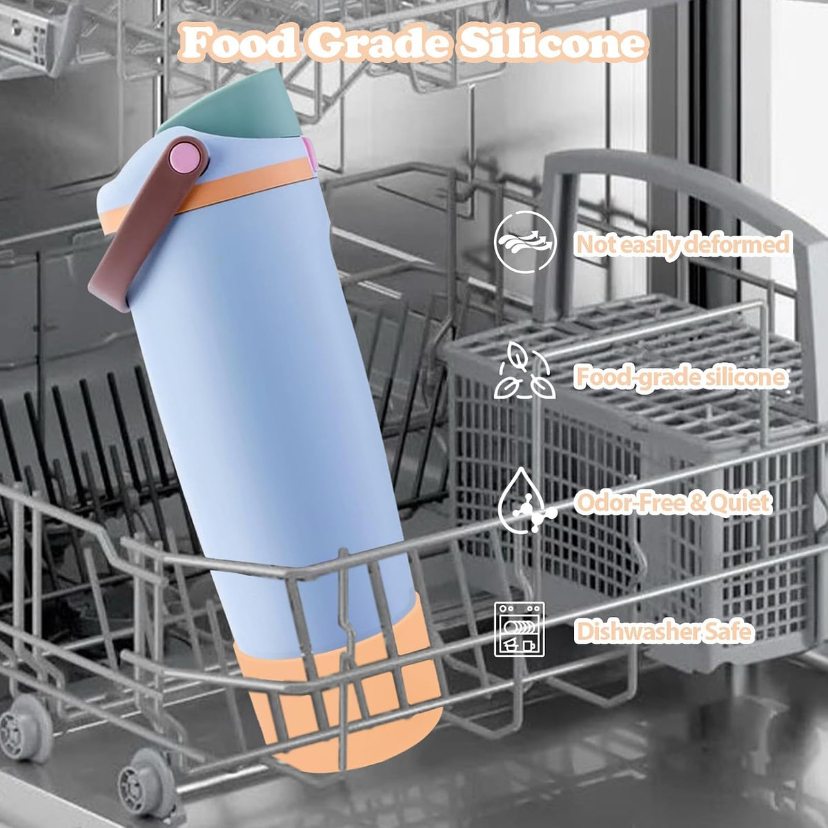 Silicone Boot for Owala 30oz & 40oz FreeSip Sway Bottles & Tumblers - Non-Slip, Scratch-Resistant, Stability Enhancer, Available in 12 Colors (Opal Dream Peach)