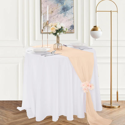 12 Pack Chiffon Table Runner 14x108 Inch Long 9ft Sheer Table Runners for Party Romantic Wedding Bridal Shower Fall Decorations-Peach