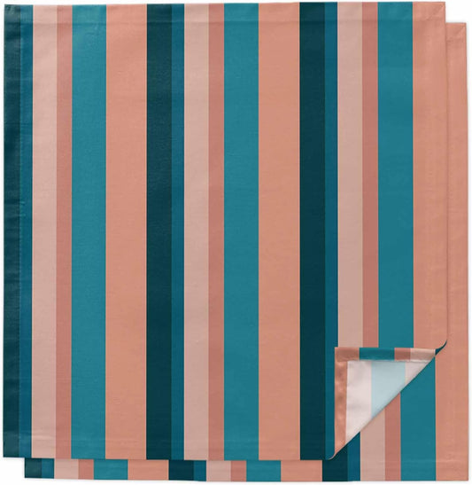 Cloth Napkins Set of 2pcs, Light Blue Pink Stripes Dinner Napkins Cloth Washable Reusable Napkin for Wedding Holiday Party Dinner Table Decor Geometric Vertical Striped