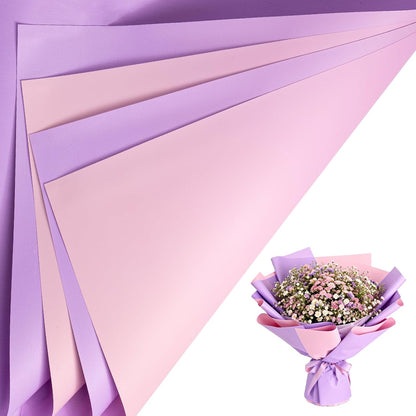 Blush Pink Purple Gradient Flower Wrapping Paper, 20 Sheets Waterproof Reversible Floral Wrap for Bouquets, Valentines Day, Mothers Day, Wedding, Birthday, Baby Shower, 22.8 x 19.7 in