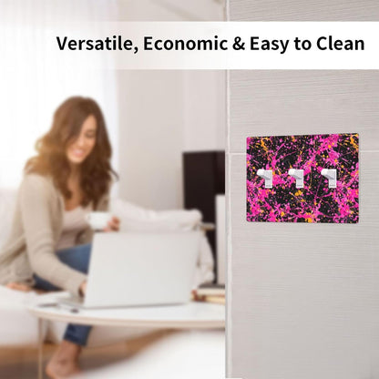 Neon Pink Abstract Paint Splatter Light Switch Covers 3 Gang Triple Toggle Wall Plate Switchplate Electrical Faceplate For Bathroom Kitchen Bedroom Decor