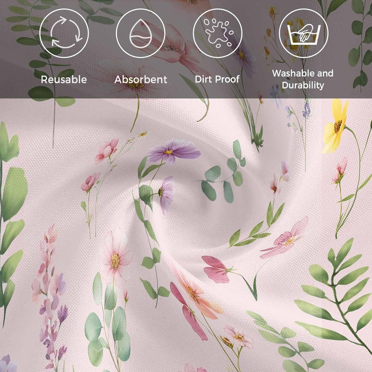 Pink Spring Floral Flowers Botanical Elegant Pastoral Washable Reusable Dinner Cocktail Napkin for Kitchen Party Wedding Banquet Holiday Baby Shower Table Decor