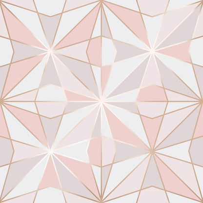 Pink Geometric Peel and Stick Wallpaper Removable Rose Gold Modern Wallpaper for Bathroom Powder Room Vanity Cabinets and Shelves Accent Wall Small Space Decor Renter Friendly 17.5 x 10ft