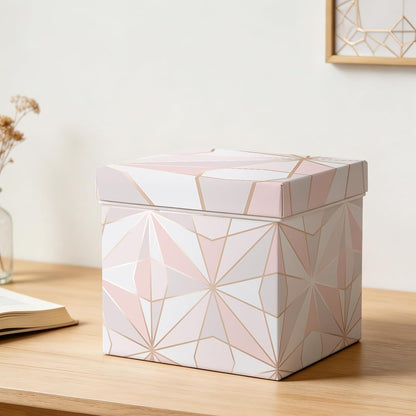 Pink Geometric Peel and Stick Wallpaper Removable Rose Gold Modern Wallpaper for Bathroom Powder Room Vanity Cabinets and Shelves Accent Wall Small Space Decor Renter Friendly 17.5 x 10ft