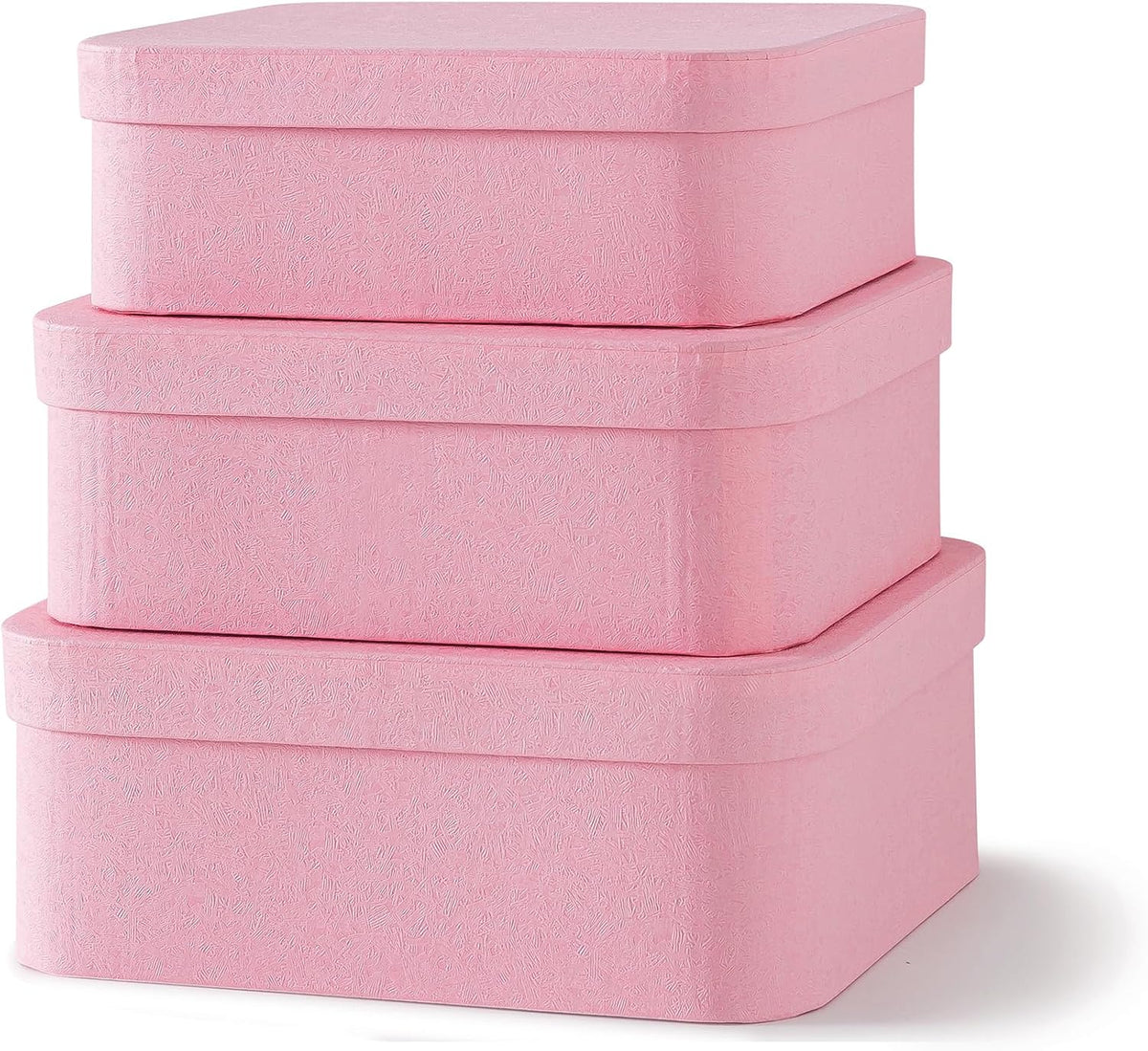 Pink Decorative Gift Storage Boxes with Lids, Set of 3