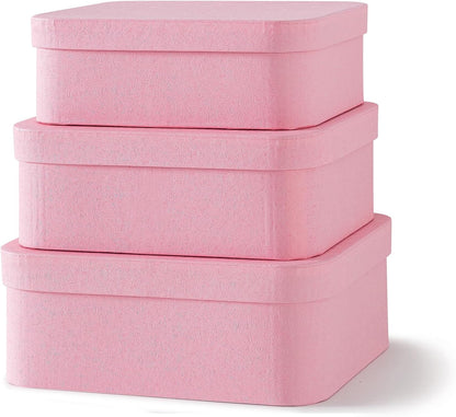 Pink Decorative Gift Storage Boxes with Lids, Set of 3