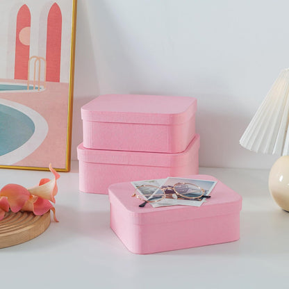 Pink Decorative Gift Storage Boxes with Lids, Set of 3