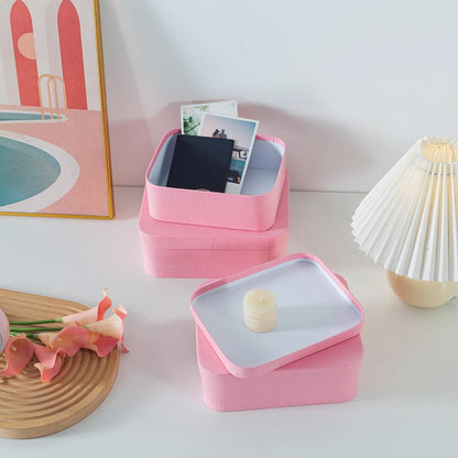 Pink Decorative Gift Storage Boxes with Lids, Set of 3