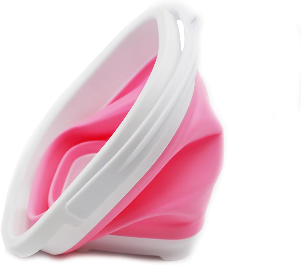 2.6L (0.68 Gallon) Super Mini Sqare Collapsible Plastic Bucket - Foldable Square Tub - Portable Fishing Water Pail - Space Saving Outdoor Waterpot (1, White/Pink)