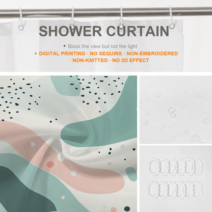 Modern Abstract Art Shower Curtain, Calm Aesthetic Geometric Shapes Décor Stall Curtain Polyester Waterproof Washable 72X72 Inch for Bathroom