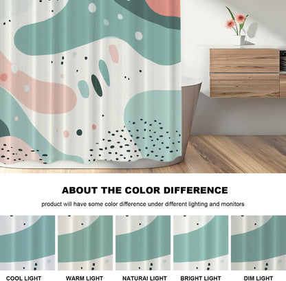 Modern Abstract Art Shower Curtain, Calm Aesthetic Geometric Shapes Décor Stall Curtain Polyester Waterproof Washable 72X72 Inch for Bathroom