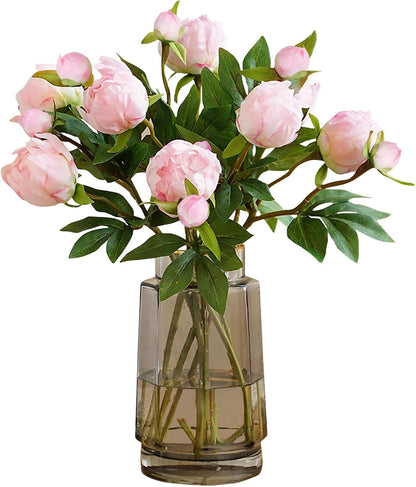 Pink Peonies Artificial Flowers 8PCS Fake Peonies Silk Flowers with Stems for Wedding Decoration Bride Bouquet Faux Flowers Pink Crafts Floral Arrangement