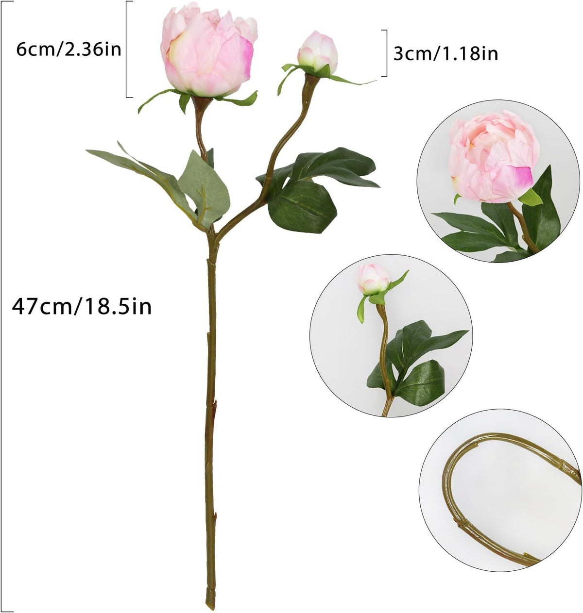 Pink Peonies Artificial Flowers 8PCS Fake Peonies Silk Flowers with Stems for Wedding Decoration Bride Bouquet Faux Flowers Pink Crafts Floral Arrangement