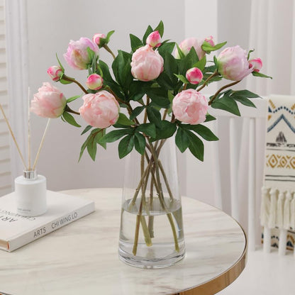 Pink Peonies Artificial Flowers 8PCS Fake Peonies Silk Flowers with Stems for Wedding Decoration Bride Bouquet Faux Flowers Pink Crafts Floral Arrangement