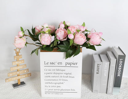 Pink Peonies Artificial Flowers 8PCS Fake Peonies Silk Flowers with Stems for Wedding Decoration Bride Bouquet Faux Flowers Pink Crafts Floral Arrangement