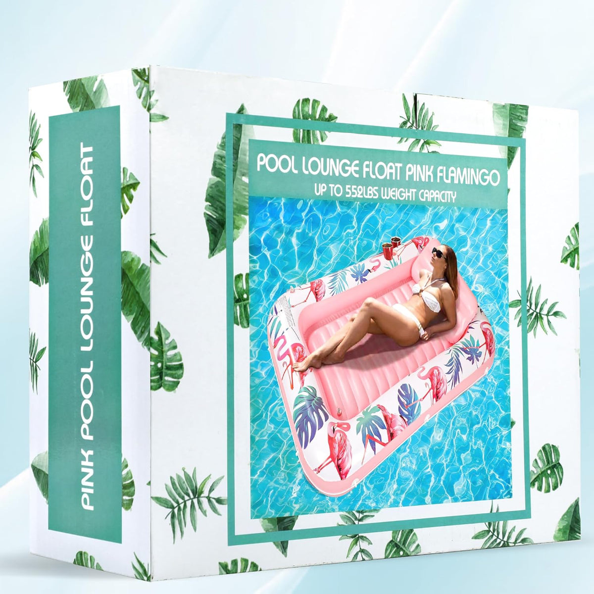 Tanning Pool Floats for Adults with Cup Holder & Pillow, Thick UV-Resistant PVC Portable Float for Backyard, Pool, Lake - Compact Design, Easy Inflation, Durable for Tanning & Relaxation