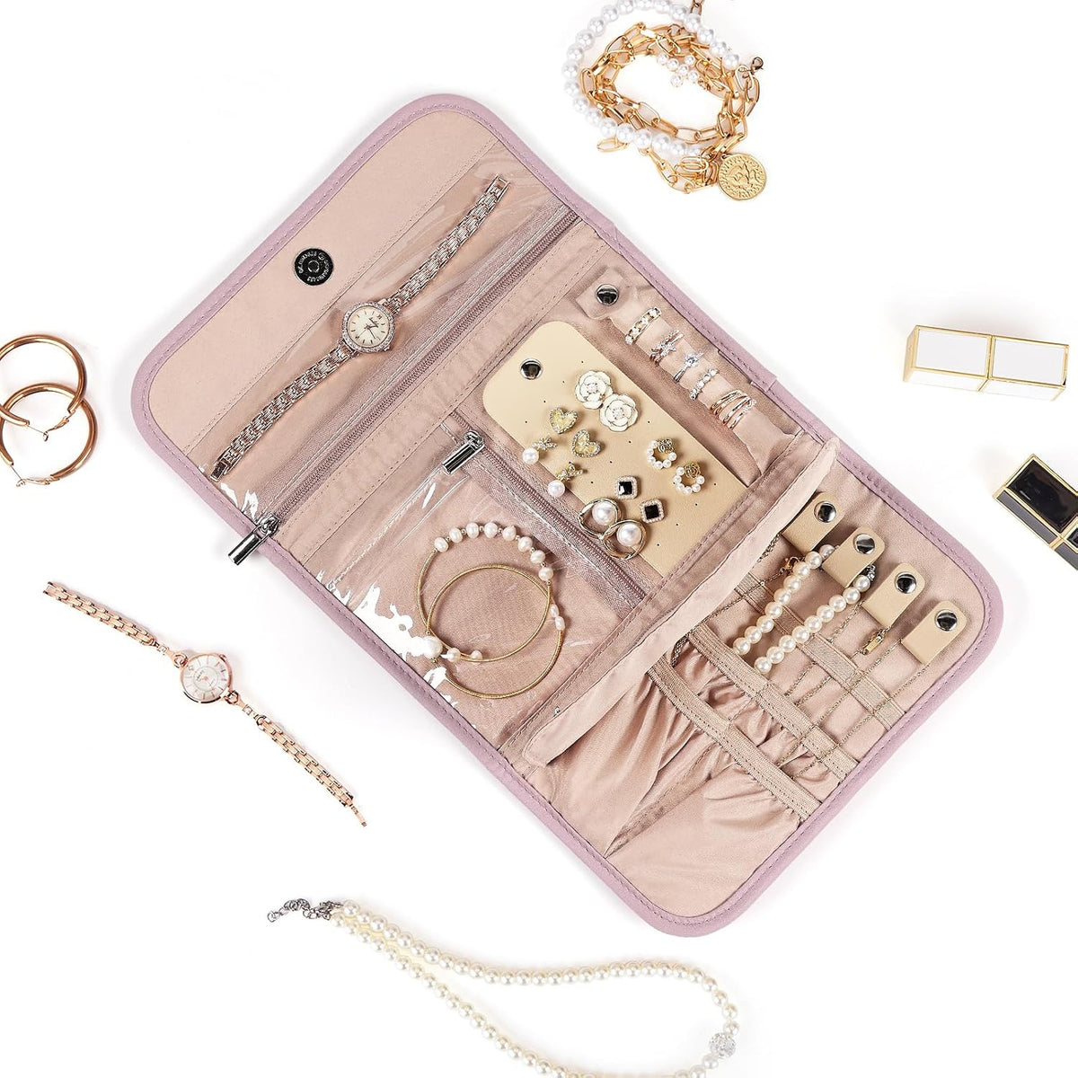 Travel Jewelry Case, Jewelry Organizer Roll for Accessories