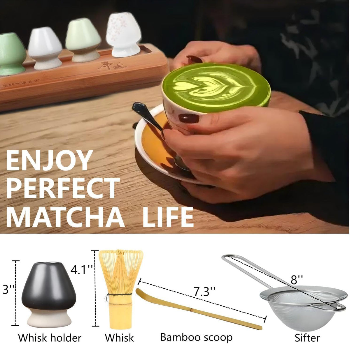Matcha Tools ，Matcha Whisk Holder， Matcha Chasen Whisk Stand ，Ceramic Holder ，Matcha Bowl ，Traditional Japanese Tea Ceremony Starter (Sakura Pink Matcha Bowl)