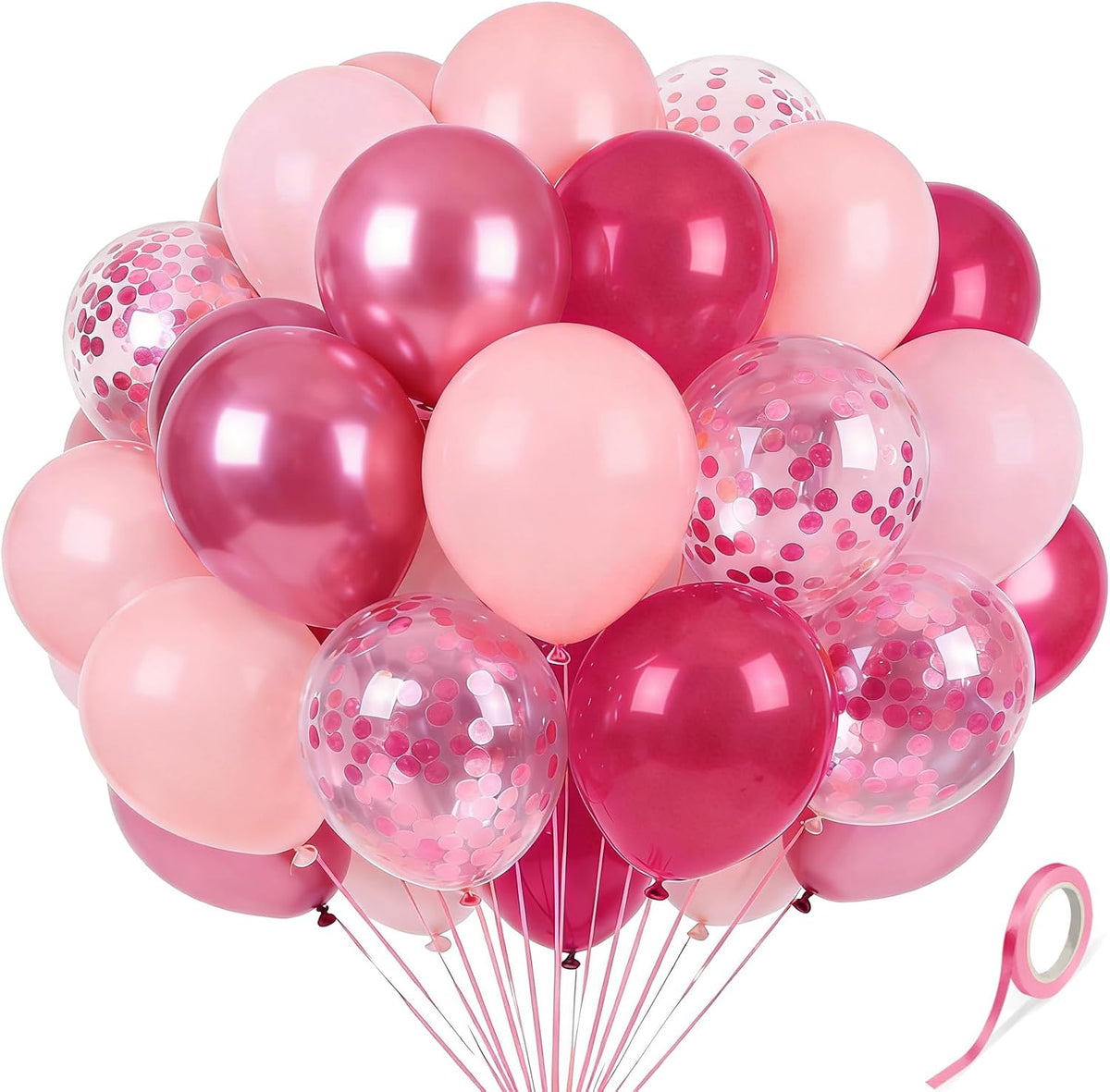 Pink Balloons 60Pcs 12 Inch Pink Confetti Latex Balloon Set for Party