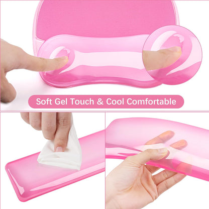 Cooling Gel Wrist Rest Support for Mouse Pad&Keyboard Set, Pink