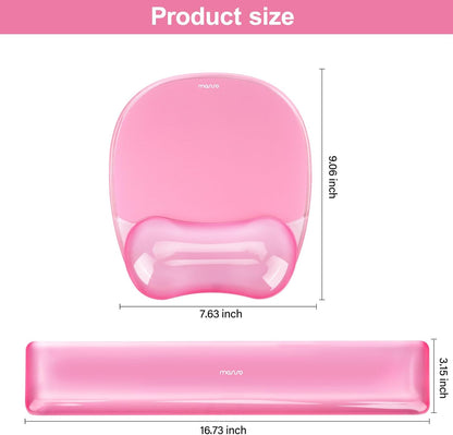 Cooling Gel Wrist Rest Support for Mouse Pad&Keyboard Set, Pink