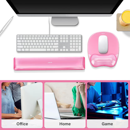 Cooling Gel Wrist Rest Support for Mouse Pad&Keyboard Set, Pink