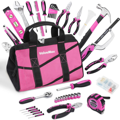 Pink Tool Kit, 218-Pieces Home Repairing Tool Set