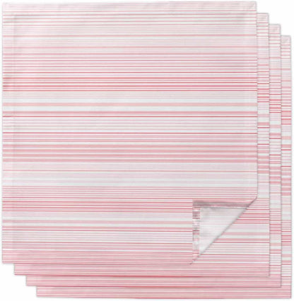Pink Stripe Cloth Napkins Set of 4, Holiday Napkins for Baby Shower, Abstract Art Modern Vertical Striped Washable Reusable Dinner Napkin for Cocktail Wedding Party, 20 x 20 Inch