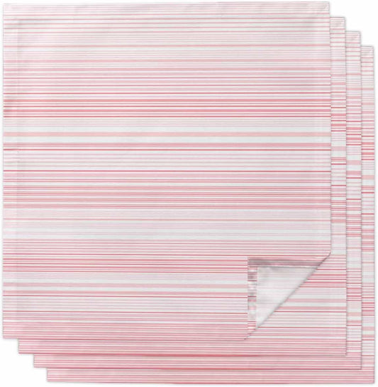 Pink Stripe Cloth Napkins Set of 4, Holiday Napkins for Baby Shower, Abstract Art Modern Vertical Striped Washable Reusable Dinner Napkin for Cocktail Wedding Party, 20 x 20 Inch