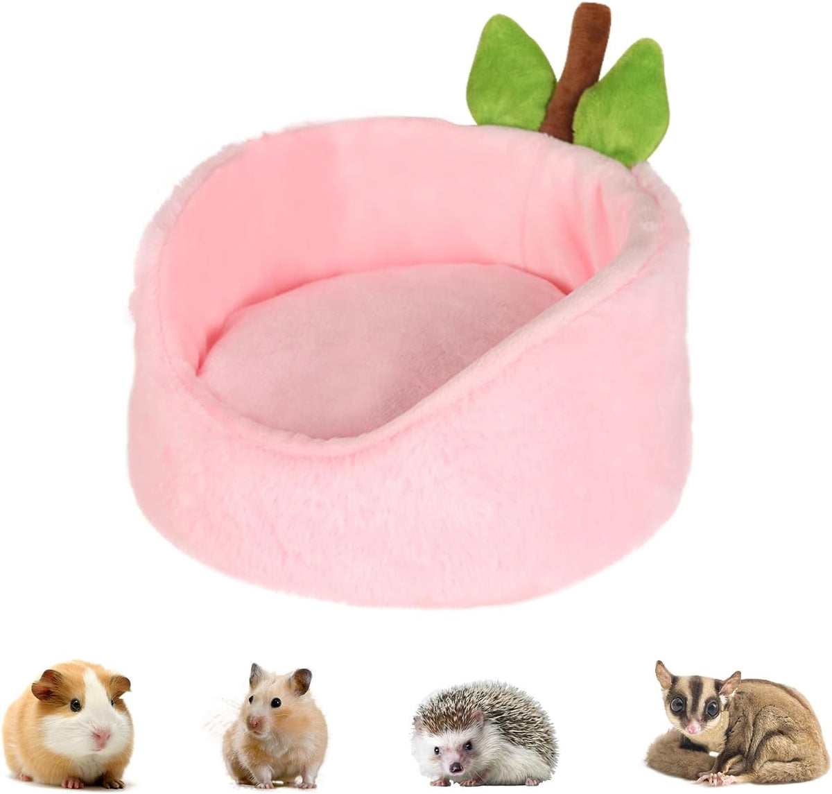 Hamster Hideout Guinea Pig Bed with Detachable Cushion Warm Thick Soft Pad 2 in 1 Guinea Pig Hideout Rat Hideout Small Pet Beds for Chinchilla, Rat, Mouse House, Sugar Glider (Pink Peach)